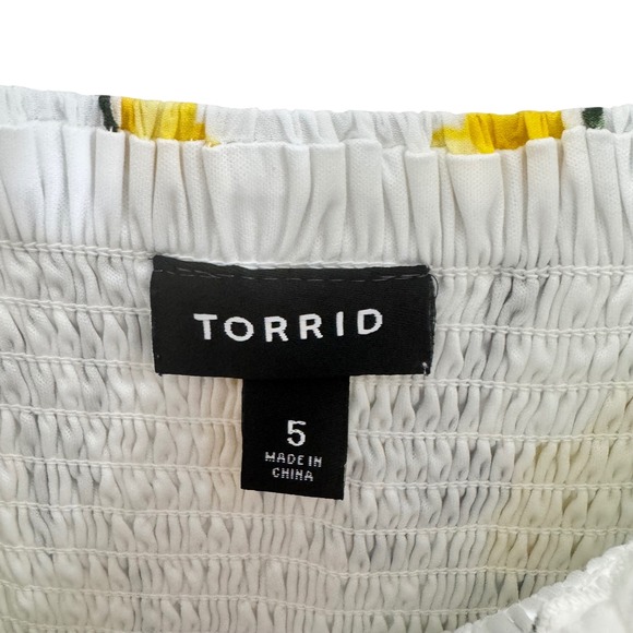 Torrid Women Lemon Dress Size 5  Floral Print Sleeveless T‎ Smocked Midi Dress - Picture 5 of 13